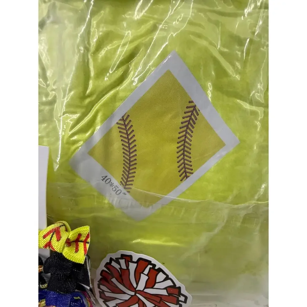Softball Player Gift Bundle Blanket Necklace Hair Ties Stickers
